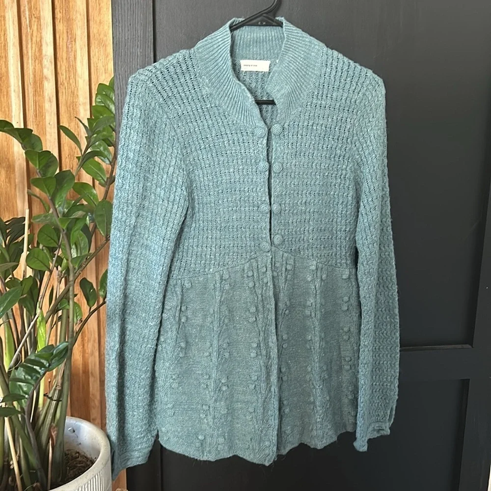 Anthropologie x Sleeping in Snow Pebble Pom Pom cardigan. Size M